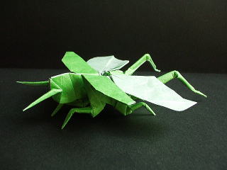 折り紙展示室 飛ぶバッタ Flying Grasshopper